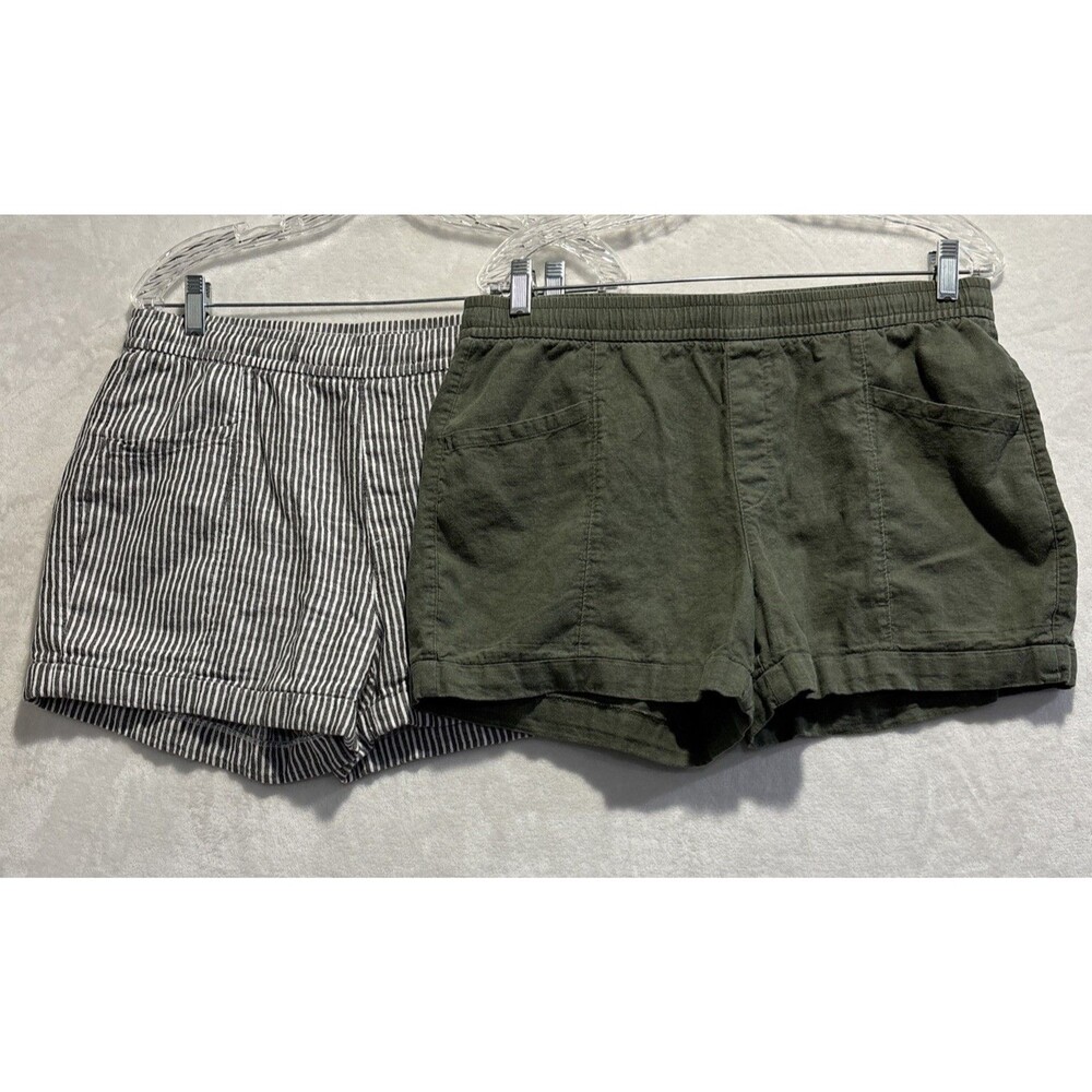 Old Navy Pull On Linen Blend Shorts Women’s Medium Lot of 2 High Rise Pockets